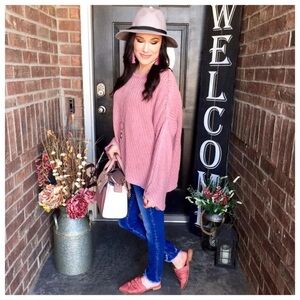 Mustard seed mauve oversized flowy ribbed top S